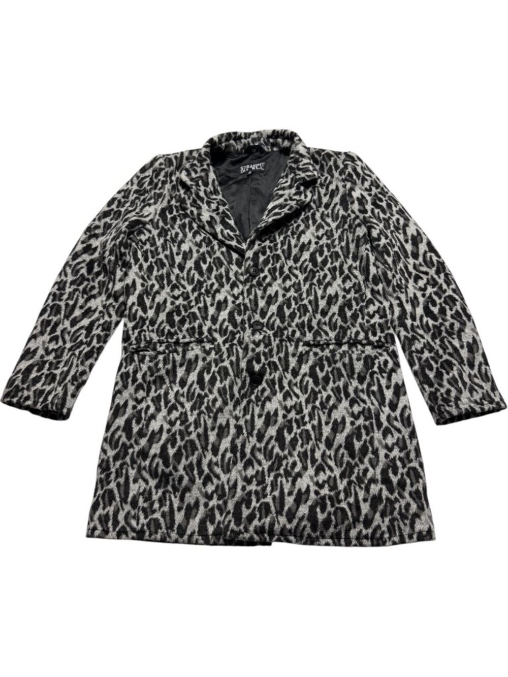 🔥 Straight To Hell 🔥 Deuce Wool Blend Leopard Coat Gray Black Size M NWOT